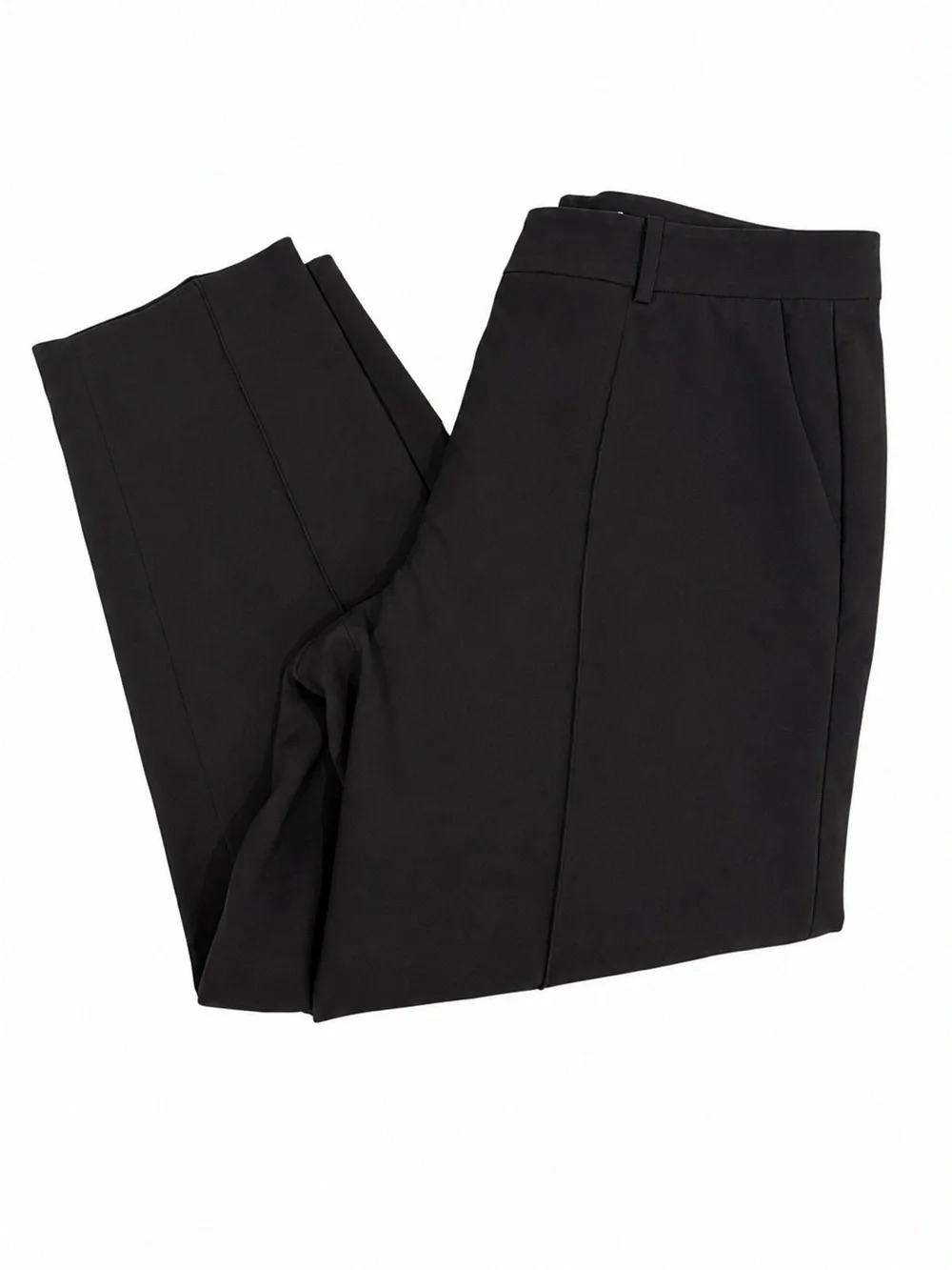 Michael Kors Black Ankle Trousers 12 Straight Leg Pintuck Tailored Work Pants